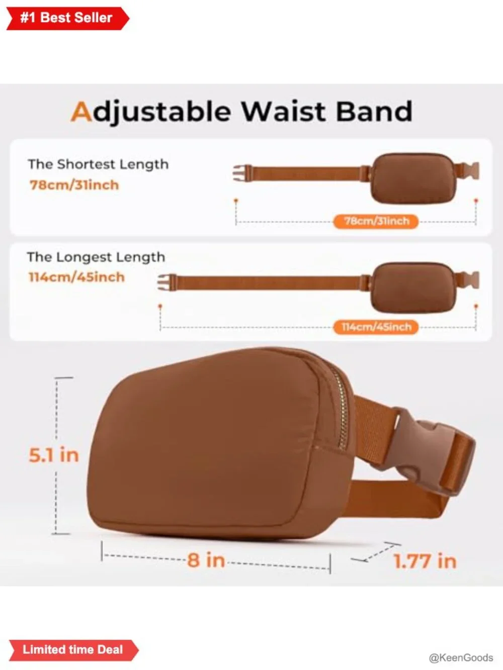 Nylon Water Resistant Belt Bag Fanny Pack Crossbody Waist Pack Zipper